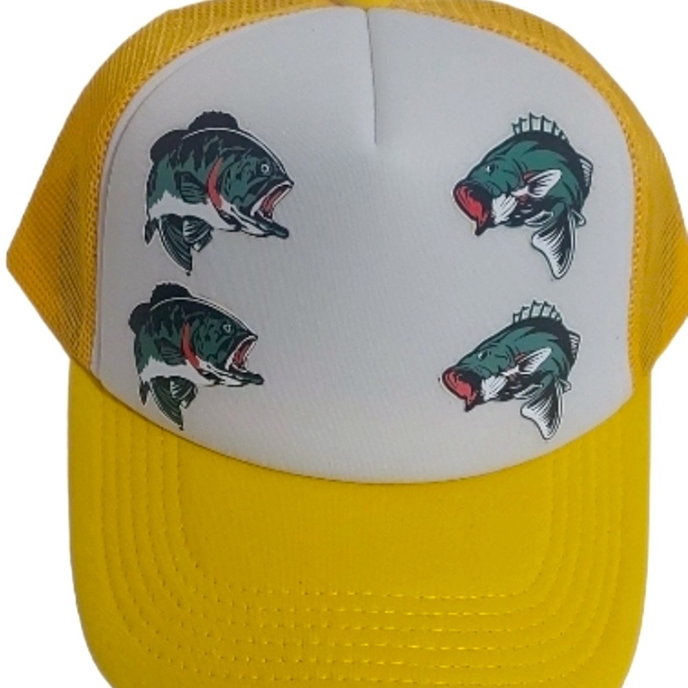 Four Fish Hat Baseball Meshback Trucker Hat Yellow